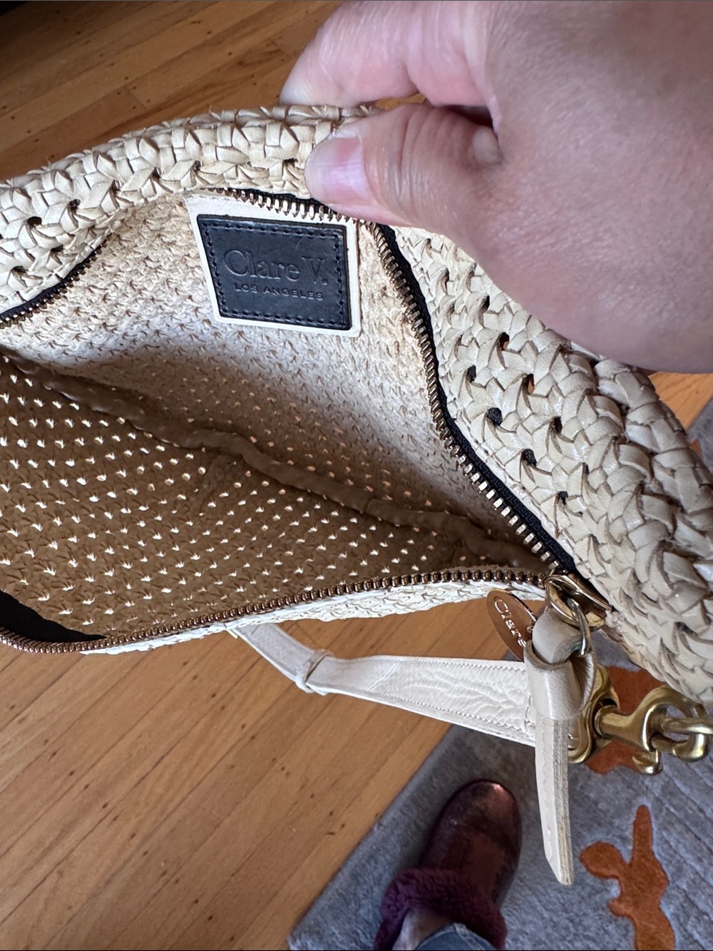 Clare V. Grande Fanny Cream Rattan Crossbody Bag - Picture 6 of 6
